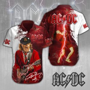 ACDC x Angus Young Short Sleeve Dress hawaiian shirt