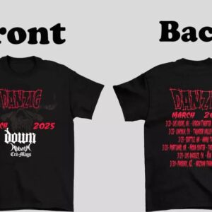 Danzig Band On Tour 2025 US Down Abbath Cro-Mags T Shirt