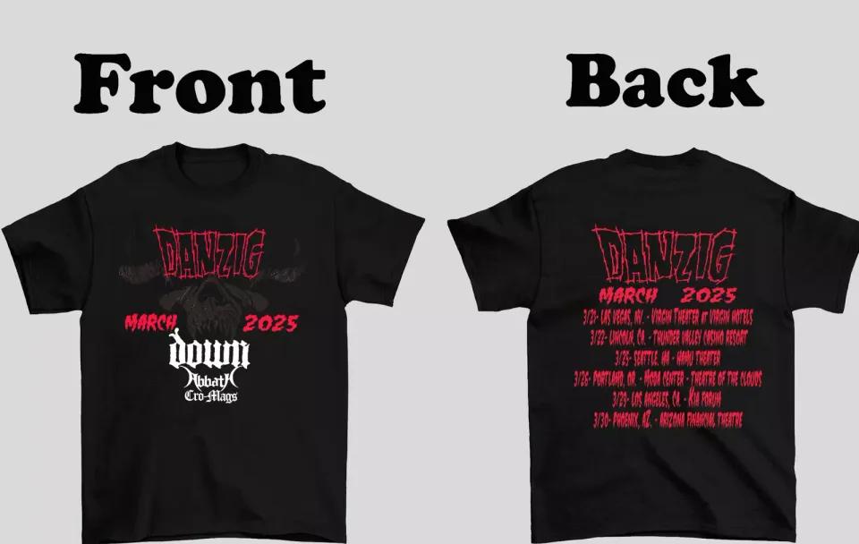 Danzig Band On Tour 2025 US Down Abbath Cro-Mags T Shirt