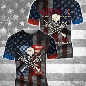 Gen X American flag skull 3D T-shirt