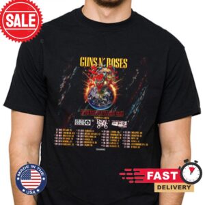 Guns N Roses Europe And Middle East 2025 Stadium Tour Dates T-Shirt
