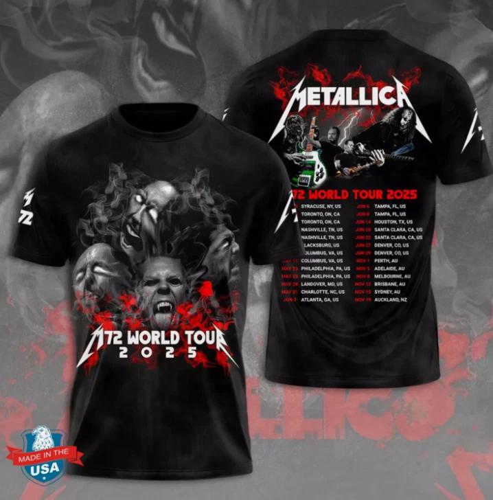 M72 World Tour Date 2025 Metallica 3D Shirt