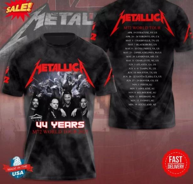 METALLICA 44 year World Tour 2025 Band 3D Shirt
