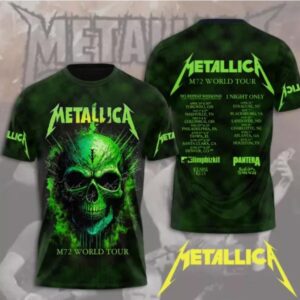 MeTallIca Band Green Skull 2025 Tour 3D Printed T-Shirt