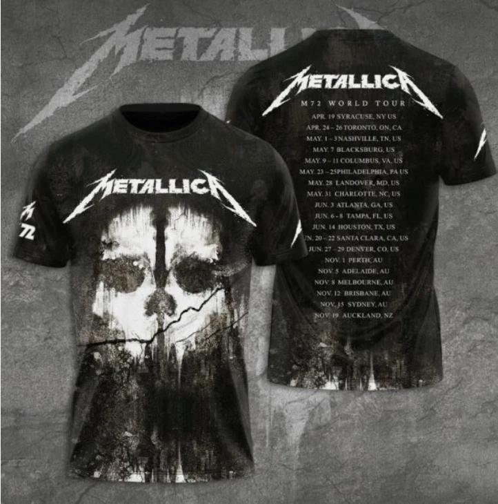 Metallica Band 2025 Tour Dates 3D All Over Printed T-Shirt