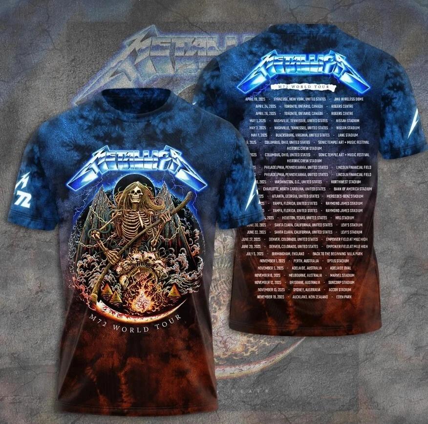 Metallica Concert M72 World Tour Date 2025 3D Shirt
