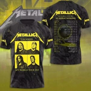 Metallica M72 3D Shirt World Tour Date 2025