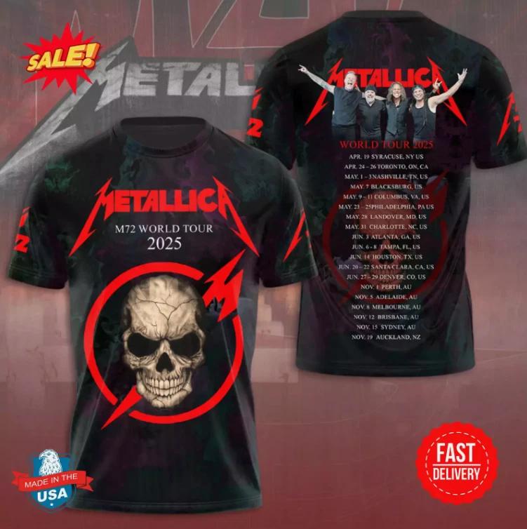 Metallica M72 World Tour Date 2025 Shirts 3D