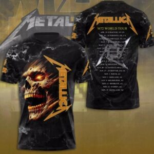 Metallica M72 World Tour shirt with fiery skull 3d shirt
