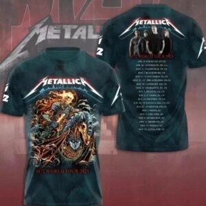 Metallica flaming skeleton horse 3d shirt