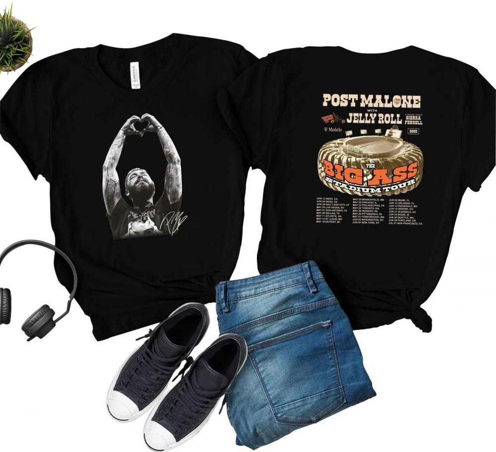Post Malone Rap Music Shirt Big Ass Stadium Tour Posty 2025 Tour T-Shirt