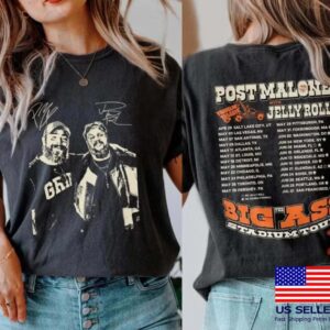 Vintage Post Malone Tour Big Ass Stadium Tour Posty 2025 Tour Jelly Roll T-Shirt