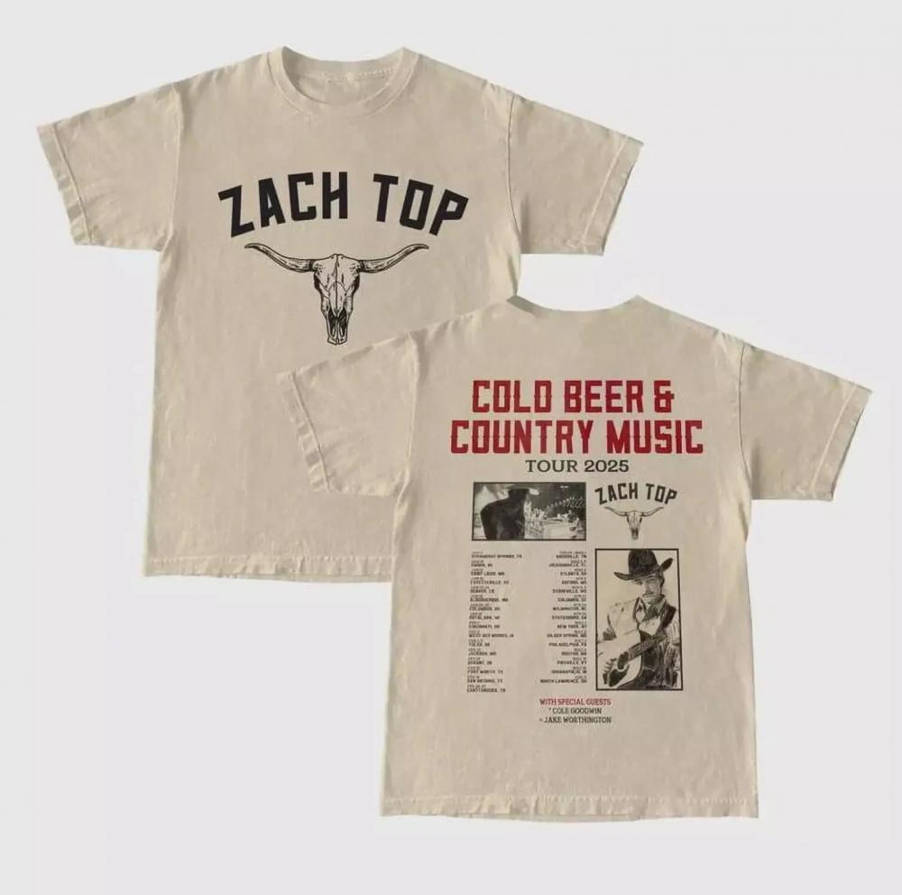 Zack Top Cold Beer Country Music Tour 2025 Two Sides T-Shirt