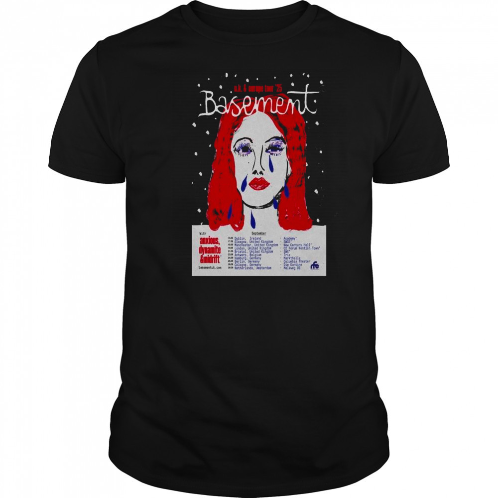 Basement UK & Europe Tour 2025 with Anxious Dynamite & Midriff t-shirt