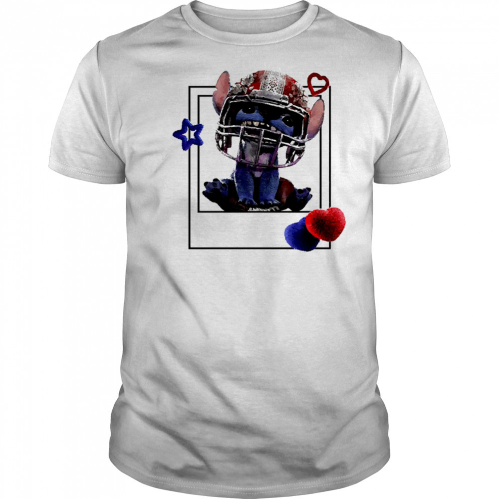 Blue Alien Disney Stitch Football Polaroid shirt
