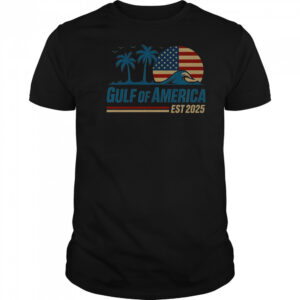 Gulf Of America Est 2025 Retro Vintage Beach Wave T-Shirt