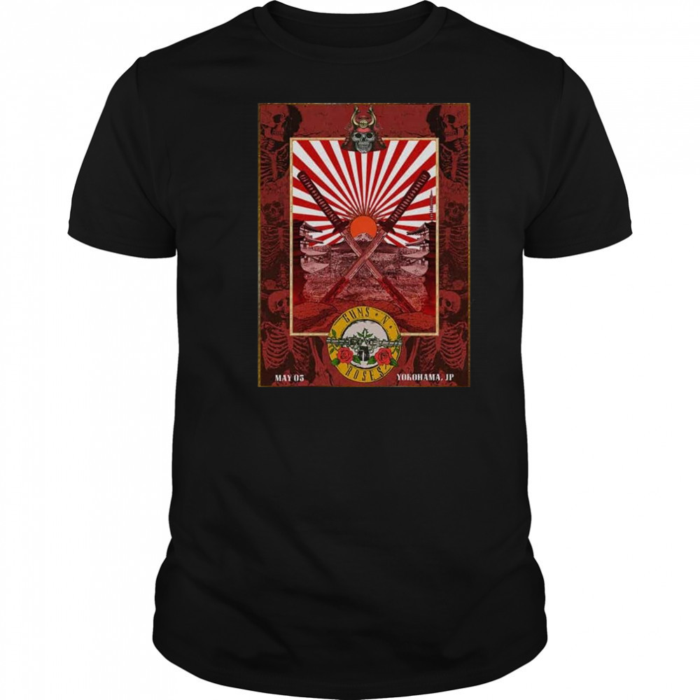 Guns N’ Roses 2025 Tour Event By Ramiro Samurai Artwork Style At Yokohama Japan May 5 Poster t-shirt Guns N’ Roses 2025 Tour Event By Ramiro Samurai Artwork Style At Yokohama Japan May 5 Poster t-shirt