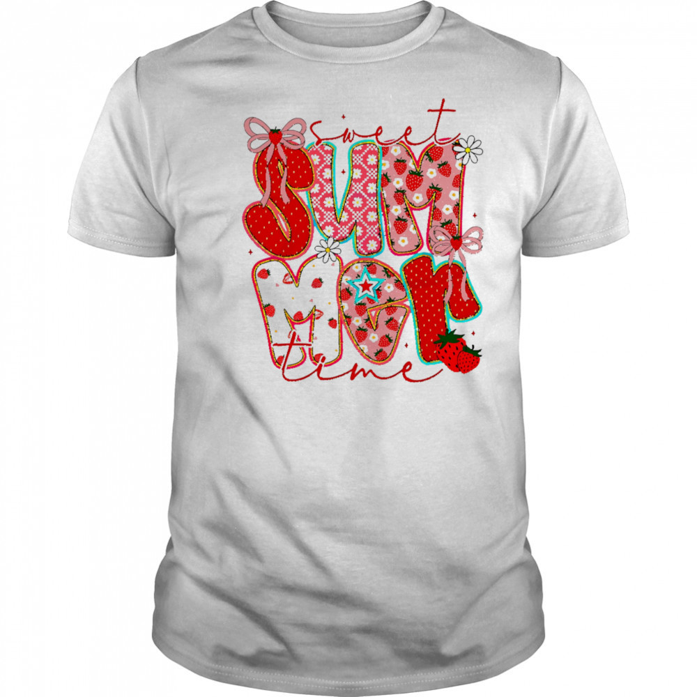 Sweet Summer Time Strawberry Coquette Glitter shirt