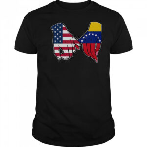 USA And Venezuela Flags Hands Together T-Shirt