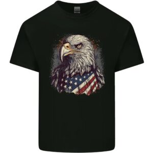 American Eagle With USA Flag July 4th Mens Cotton T-Shirt