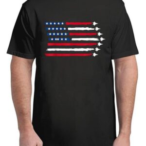 American Flag Fighter Jets Patriotic USA 4th Of July Vintage T-Shirt