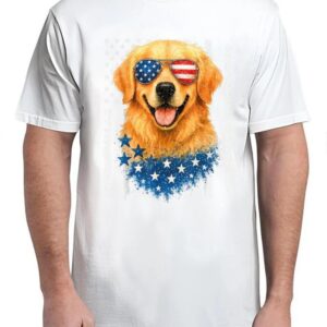 American Flag Golden Retriever USA Retro 4th Of July T-Shirt
