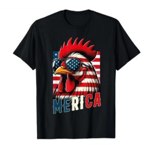 Chicken Merica USA Flag Chicken Lover 4th of July T-Shirt