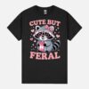 Cute But Feral Funny Pink Racoon With Glasses Unisex T-Shirt