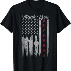 Distressed American flag thank you veterans shirt
