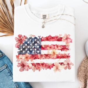 Floral Flag Fourth of July Shirt