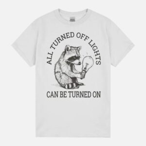 Lights Turned Off Can Be Turned On Retro Racoon Hold Lights Unisex T-Shirt