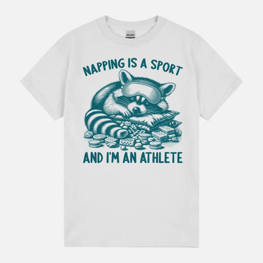 Napping Is Sport And I’M An Athlete Funny Meme Racoon Retro Unisex T-Shirt