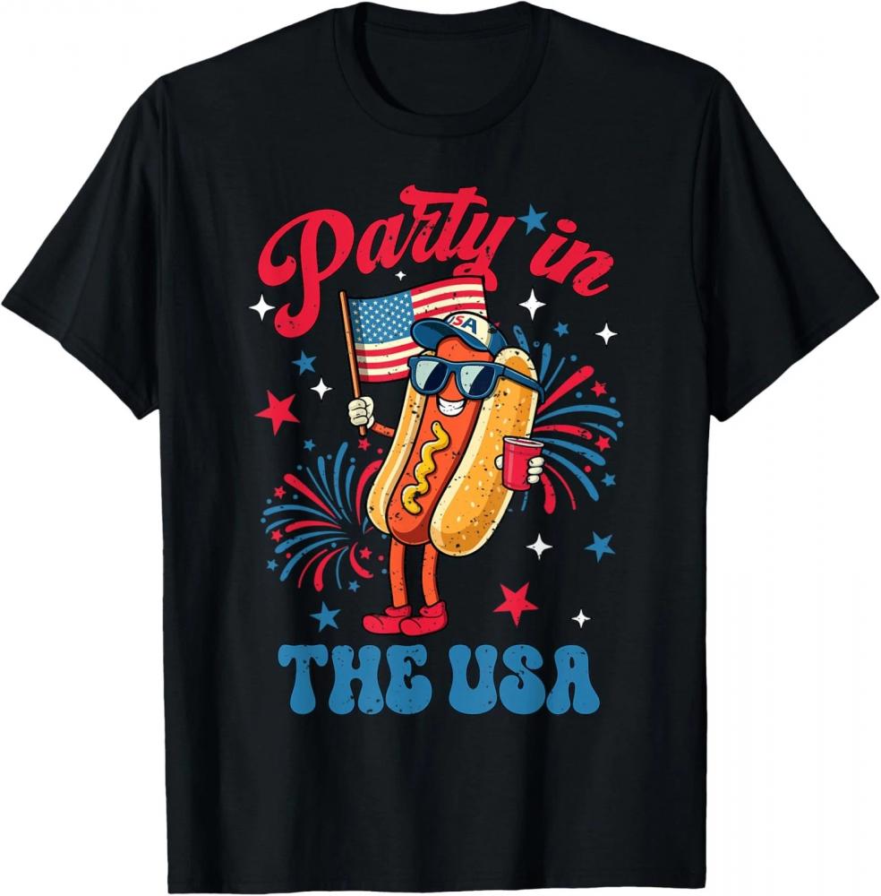 Party In The USA 4th of July Cute Soda And Hotdog Patriotic T-Shirt Party In The USA 4th of July Cute Soda And Hotdog Patriotic T-Shirt