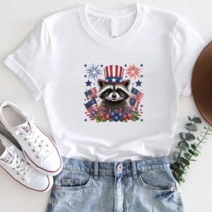 Patriotic Raccoon T-Shirt – 4th of July Fireworks USA Animal Tee