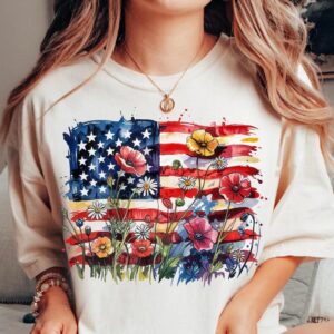 Patriotic Wildflower USA 4th Of July Shirt