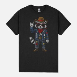 Punk Cowboy Raccoon – Wild Rebel Critter Tee Unisex T-Shirt