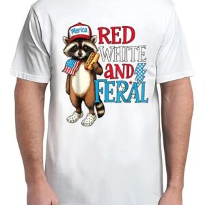 Raccoon 4th Of July Patriotic Cute Red White And Feral T-Shirt