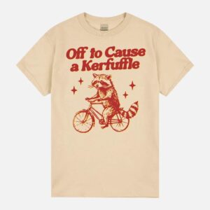 Racoon Off To Cause A Kerfuffle Funny Silly Raccoon Meme Tee Trash Panda Weirdcore Vintage Drawing Unisex T-Shirt