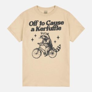 Racoon Off To Cause A Kerfuffle Funny Silly Raccoon Meme Tee Trash Panda Weirdcore Vintage Drawing Unisex T-Shirts