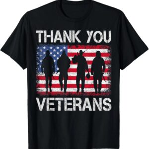 Thank You Veterans Patriotic American Flag Veterans Day 2025 T-Shirt