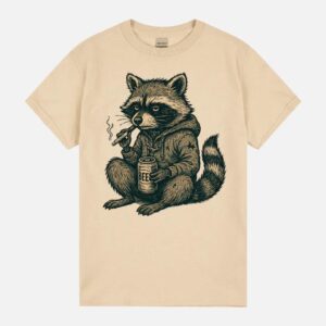 Trash Raccoon With Beer Can – Gritty Ink Street Unisex T-Shirt
