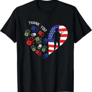USA flag heart military shirt
