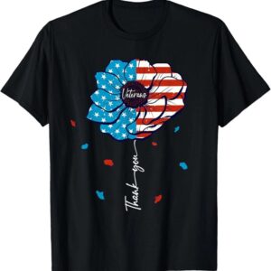Veterans Day American flag flower shirt