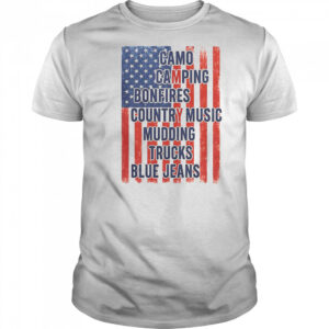 American Life Patriotic USA Flag Camo Camping Bonfires Country Music T-Shirt