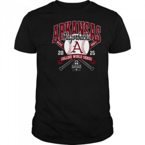 Arkansas Razorbacks College World Series 2025 Baseball Black T Shirt