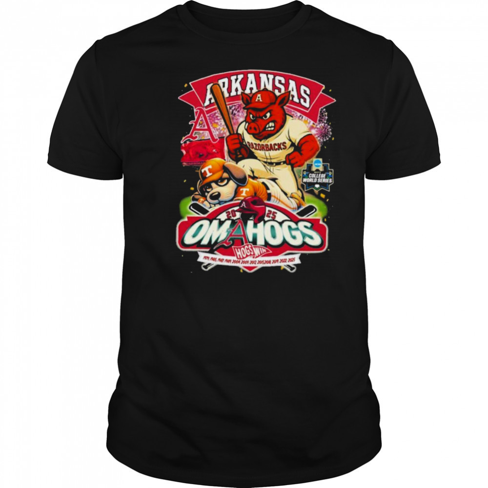 Arkansas Razorbacks Stomp Tennessee Volunteers NCAA 2025 College World Series Mascot T shirts Arkansas Razorbacks Stomp Tennessee Volunteers NCAA 2025 College World Series Mascot T shirts