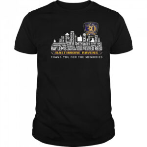 Baltimore Ravens 30 Seasons Thank You For The Memories Skyline Names 2025 Shirt