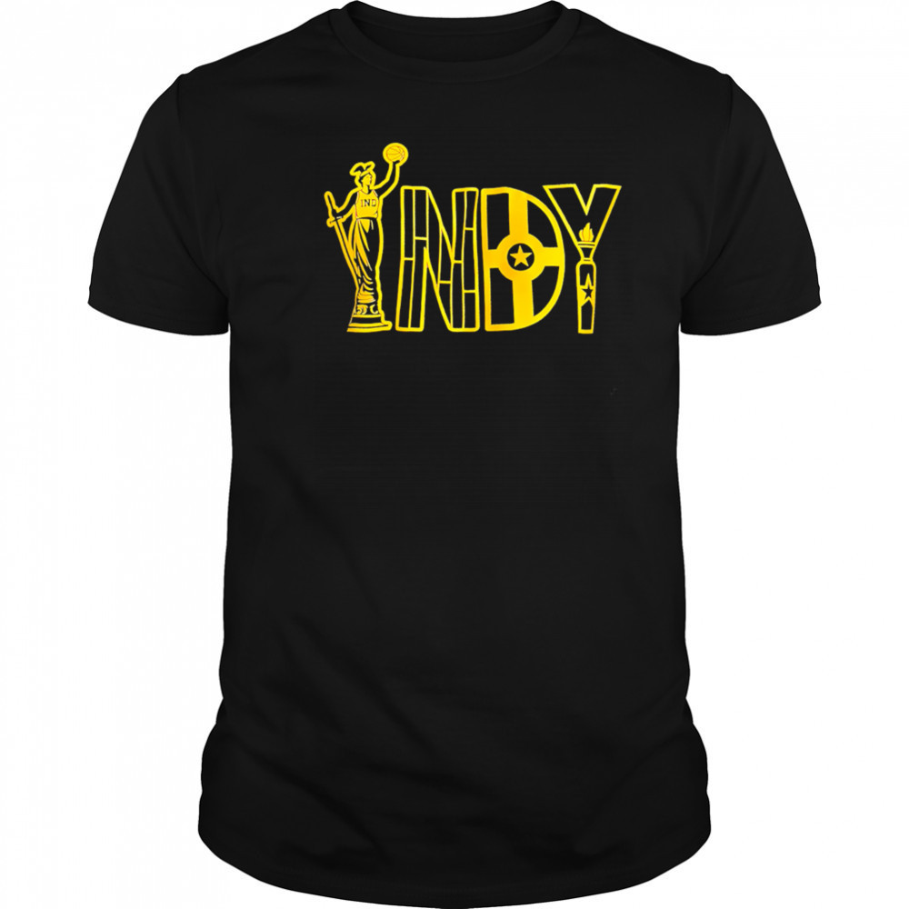 Basketball Statue INDY Yellow Star Torch Graphic Indiana Pacers shirt
