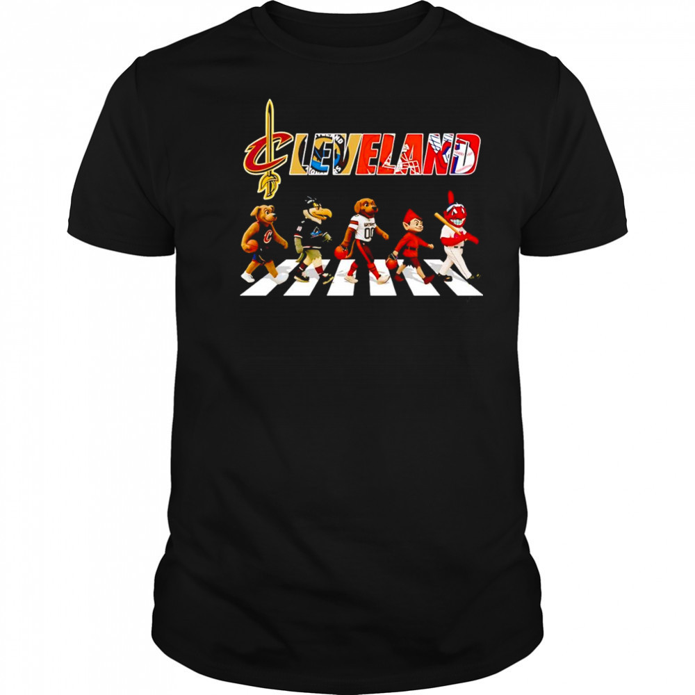 Cleveland sports mascot Abbey Road cross road shirt