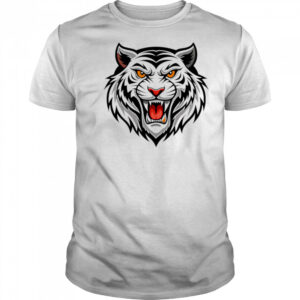 Ferocious white tiger illustration shirt